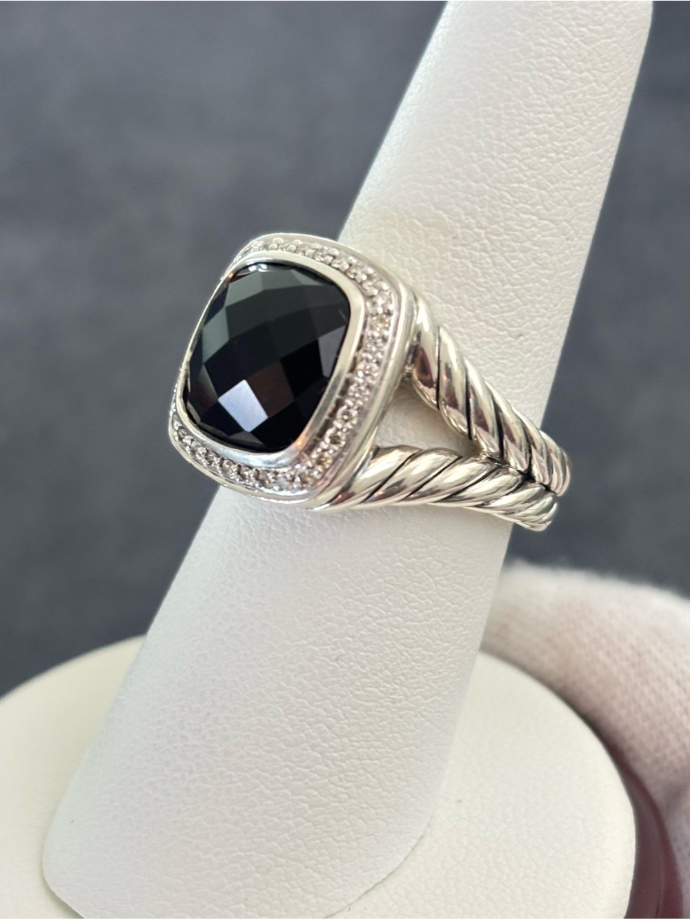 David Yurman 11mm Albion Ring with Black Onyx & Diamonds 7